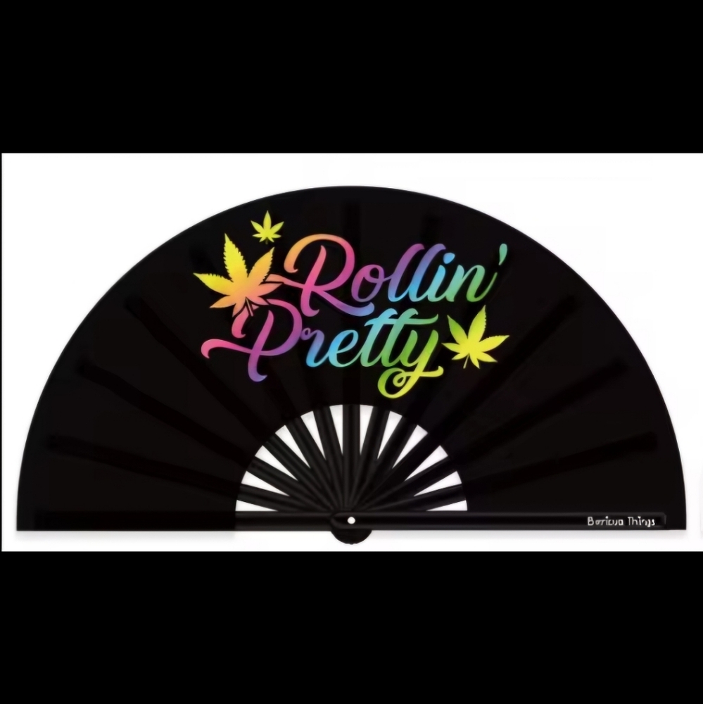 Black Party Fan with Colorful Design